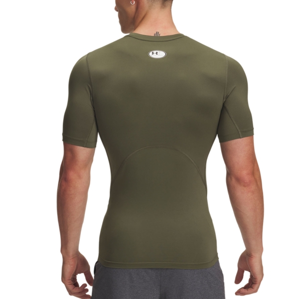 Under Armour HeatGear Compression T-Shirt - Marine Od Green/White
