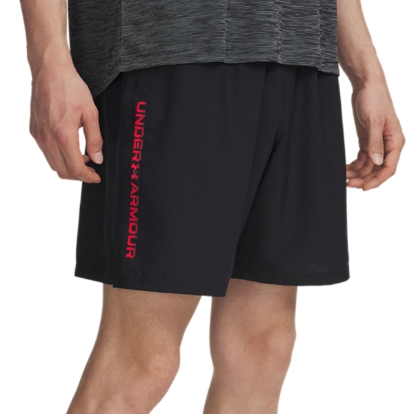Men's Tennis Shorts Under Armour Woven Split 9in Shorts  Black/Racer Red 13833560007