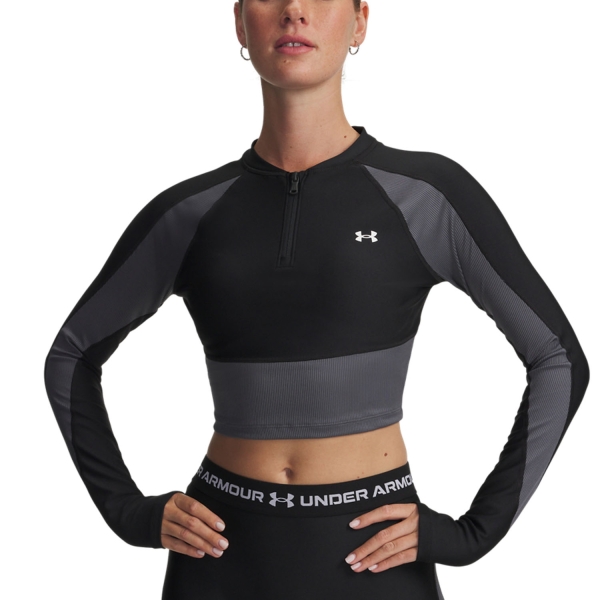 Canotte Tennis Donna Under Armour HeatGear Rib Maglia  Black/Castlerock/White 60039810004