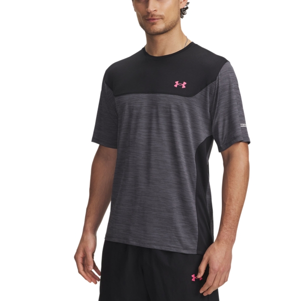 Men's Tennis Shirts Under Armour Tech Utility TShirt  Black/Super Pink 60049650001