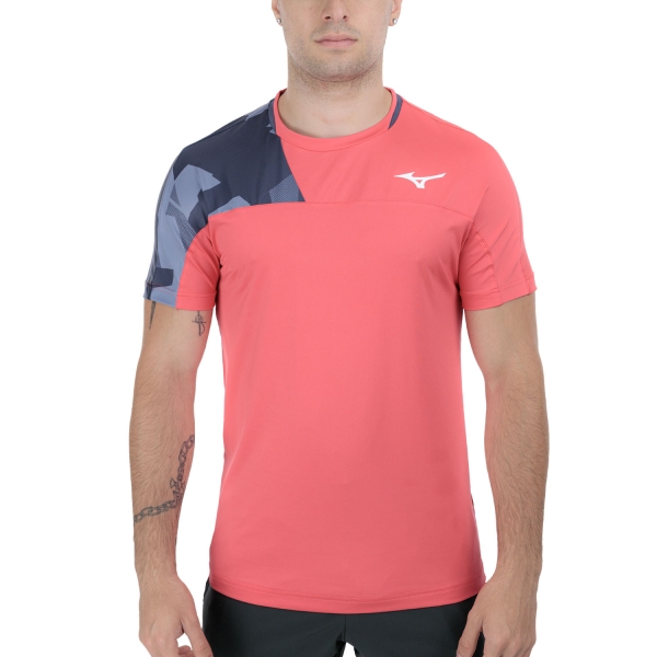 Men's Tennis Shirts Mizuno Daybreakers Shadow TShirt  Vibrant Red 62GAC50066