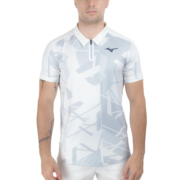 Men's Tennis Polo Mizuno Daybreakers Shadow Polo  White/Gray 62GAC50270