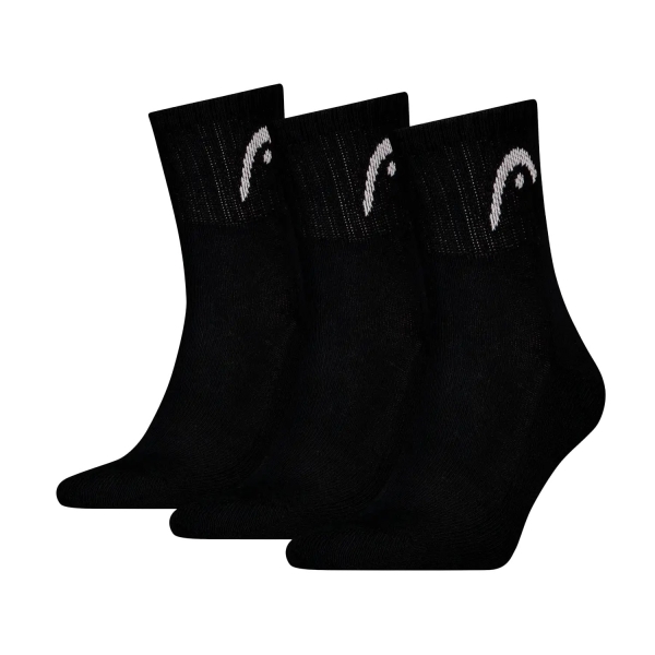 Tennis Socks HEAD Club Crew x 3 Socks  Black 811575BK
