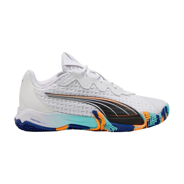 Calzado padel Puma NOVA Elite  White/Black/Vivid Blue/Heat Fire 10828402