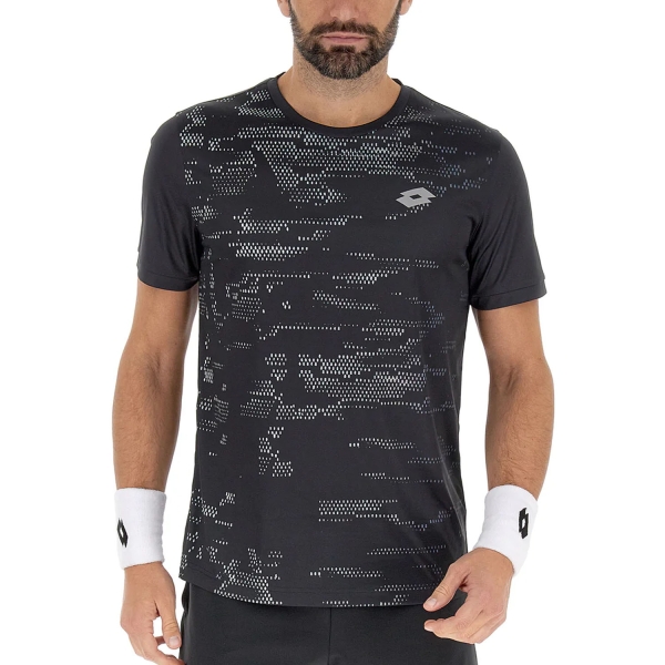 Maglietta Tennis Uomo Lotto Superrapida Maglietta  All Black/Silver Metal 2204691MY