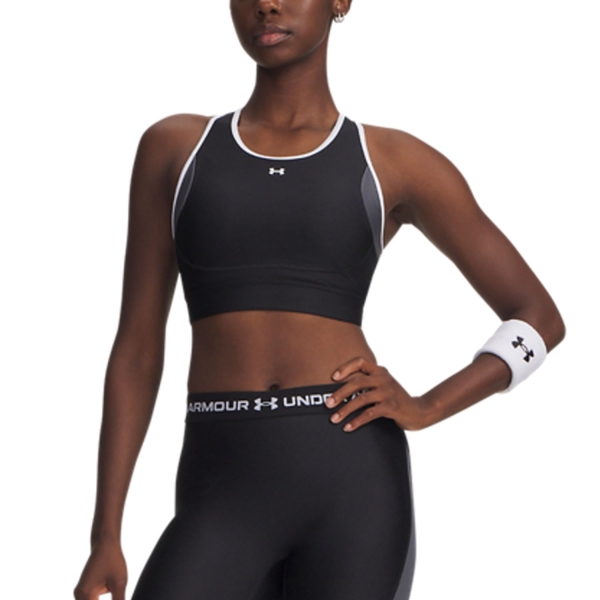 Woman Bra and Underwear Under Armour Crossback Mid Logo Sports Bra  Black/Castlerock/White 60058380004