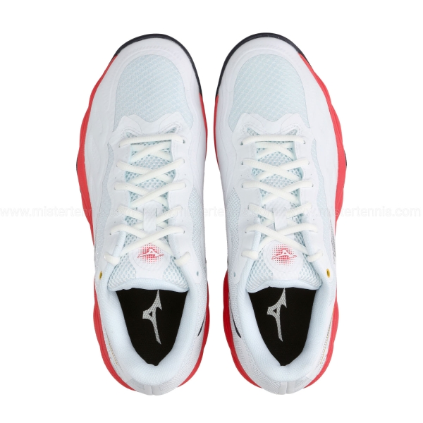 Mizuno Wave Enforce Court Clay - White/Baritone Blue/Calypso Coral