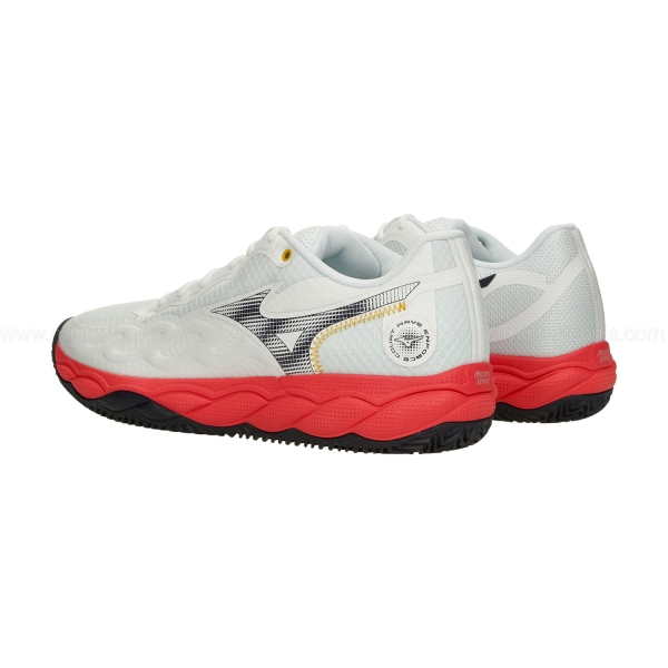 Mizuno Wave Enforce Court Clay - White/Baritone Blue/Calypso Coral