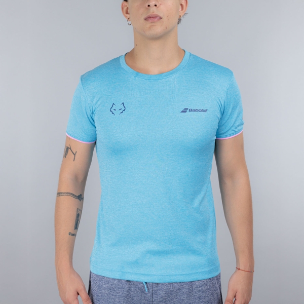 Men's Tennis Shirts Babolat Juan Lebron Crew Pro TShirt  Cyan Blue/Heather 6MF250114134