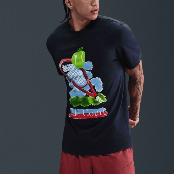 Maglietta Tennis Uomo Nike Court Graphic Maglietta  Obsidian HV1713451