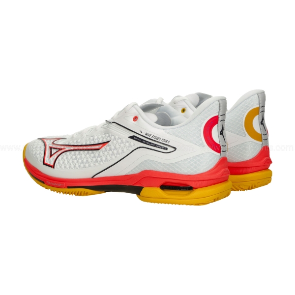 Mizuno Wave Exceed Tour 6 Clay - White/Fiery Coral 2/Citrus