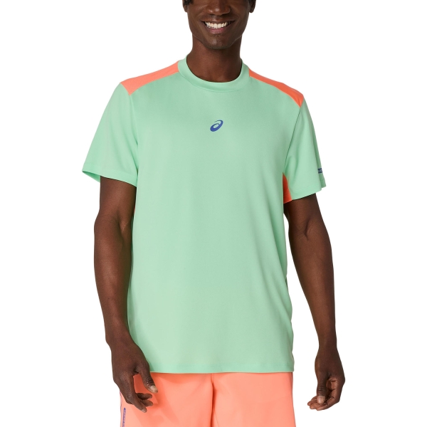 Men's Tennis Shirts Asics Court Logo TShirt  Menthol/Vivid Coral 2041A349300