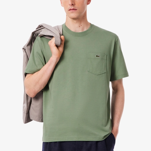 Camisetas de Tenis Hombre Lacoste Pocket Camiseta  Vert TH2827S86