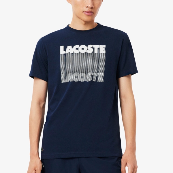 Men's Tennis Shirts Lacoste UltraDry Printed TShirt  Bleu Marine TH4781166