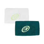 Bullpadel Pro Logo Muñequeras Largas - Blanco/Verde Oscuro
