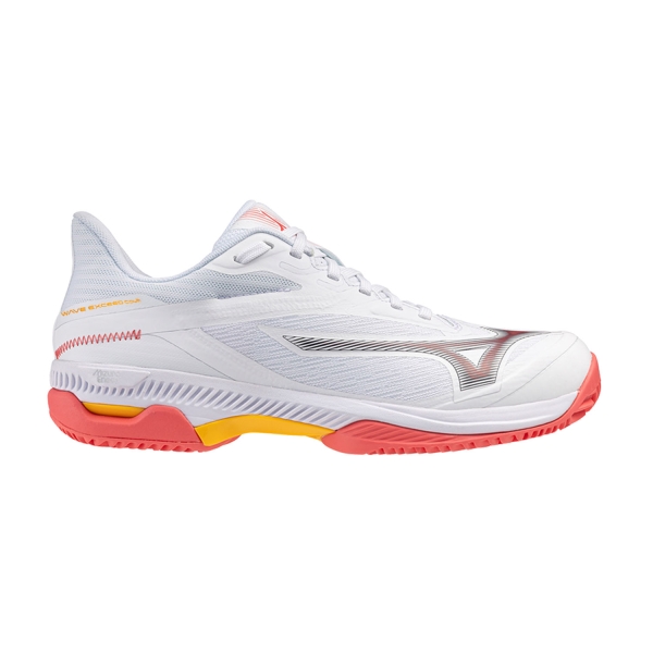 Women`s Tennis Shoes Mizuno Wave Exceed Court Clay  White/Calypso Coral/Citrus 61GC252174