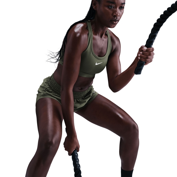 Nike Swoosh Dri-FIT Sports Bra - Medium Olive/White