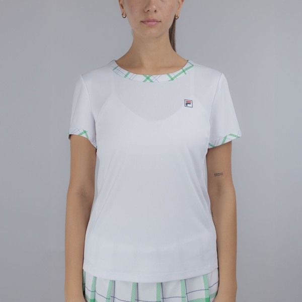 Camisetas y Polos de Tenis Mujer Fila Yamila Camiseta  White/Court Green Check FBL2513210013