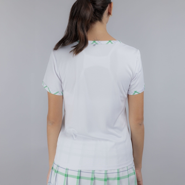 Fila Yamila Camiseta - White/Court Green Check