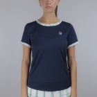 Fila Yamila Camiseta - Navy/Court Green Check