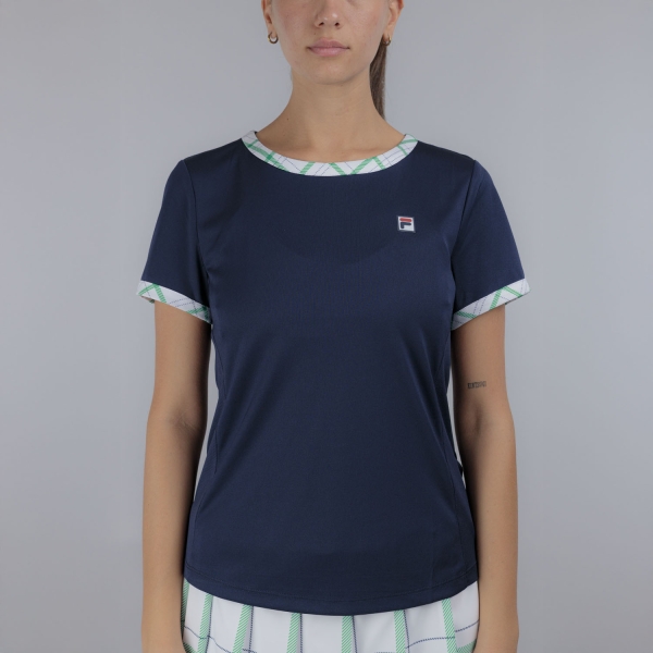 Camisetas y Polos de Tenis Mujer Fila Yamila Camiseta  Navy/Court Green Check FBL2513211513