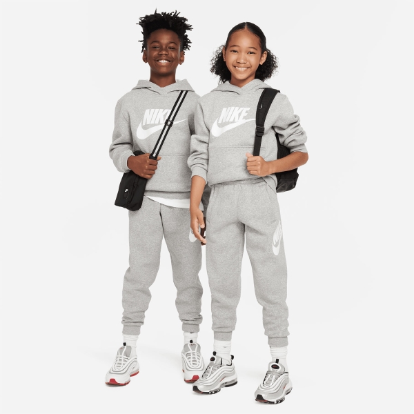 Nike Club Pro Hoodie Kids - Dark Grey Heather/White