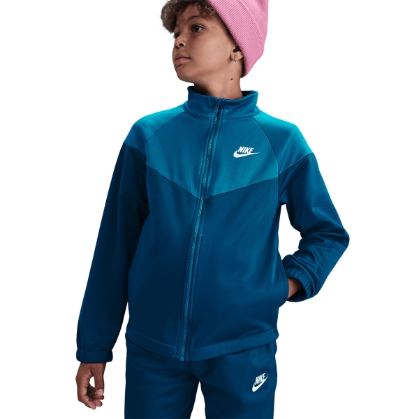 Nike Dri-FIT Tracksuit Kids - Blue Force/Green Abyss/White