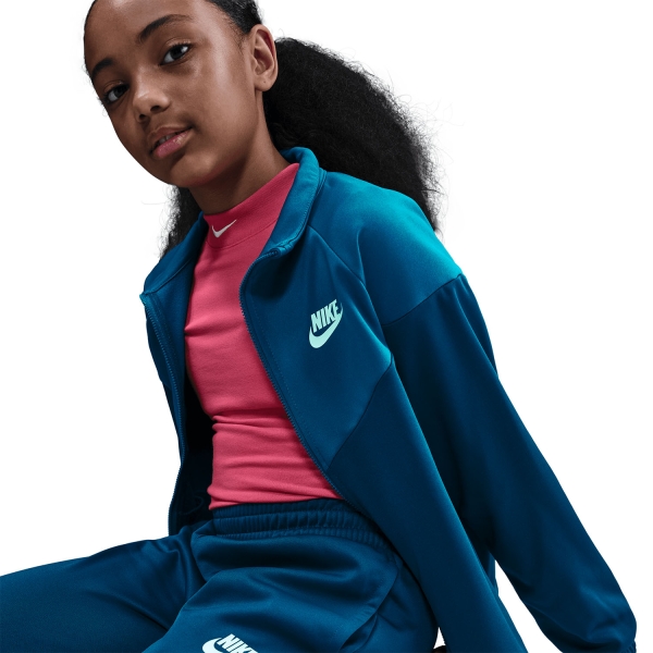 Nike Dri-FIT Tracksuit Kids - Blue Force/Green Abyss/White