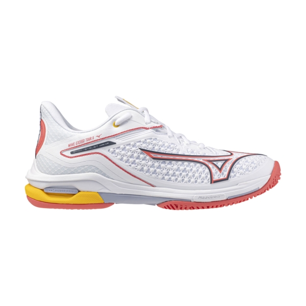 Women`s Tennis Shoes Mizuno Wave Exceed Tour 6 All Court  White/Calypso Coral/Icelandic Blue 61GA247174