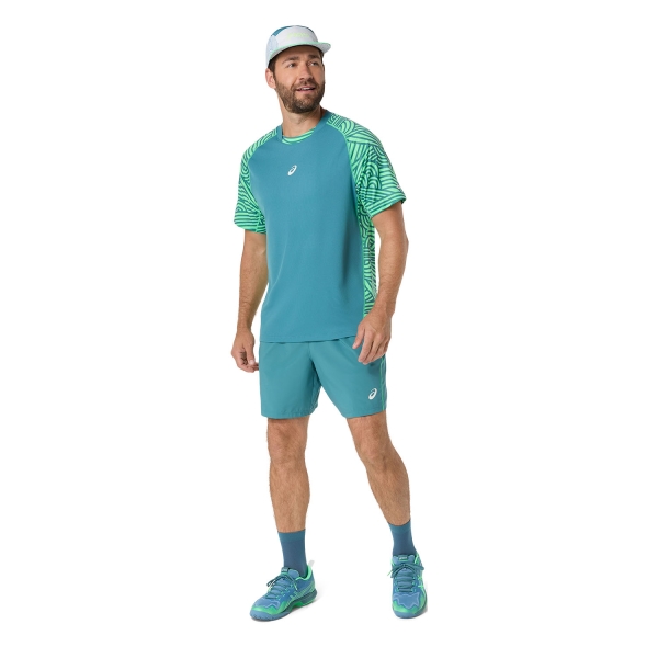 ASICS Court Pro 7in Shorts - Misty Pine/Vital Green