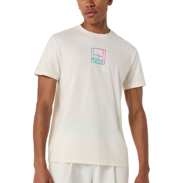 Camisetas de Tenis Hombre ASICS Court Core Graphic Camiseta Cream 2041A355100