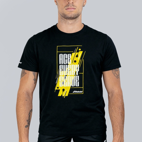 Camisetas de Tenis Hombre Babolat Exercise Message Tee Camiseta  Black 4MS264452000