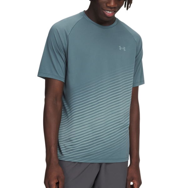 Men's Tennis Shirts Under Armour Tech Fade TShirt  Jasper Blue/Serpentine 60059160587