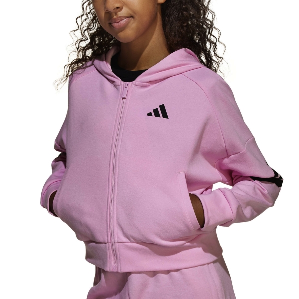 Tracksuit and Hoodie Girl adidas Future Icons 3 Stripes Hoodie Girls  True Pink/Black JD1300