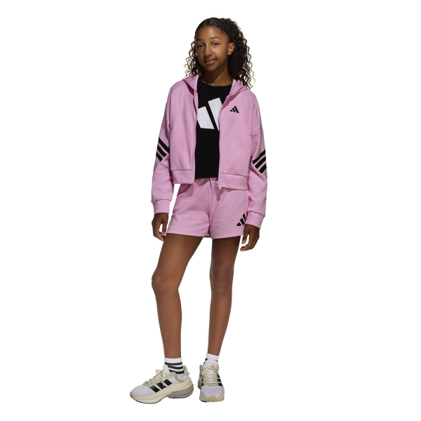 adidas Future Icons 3 Stripes Hoodie Girls - True Pink/Black