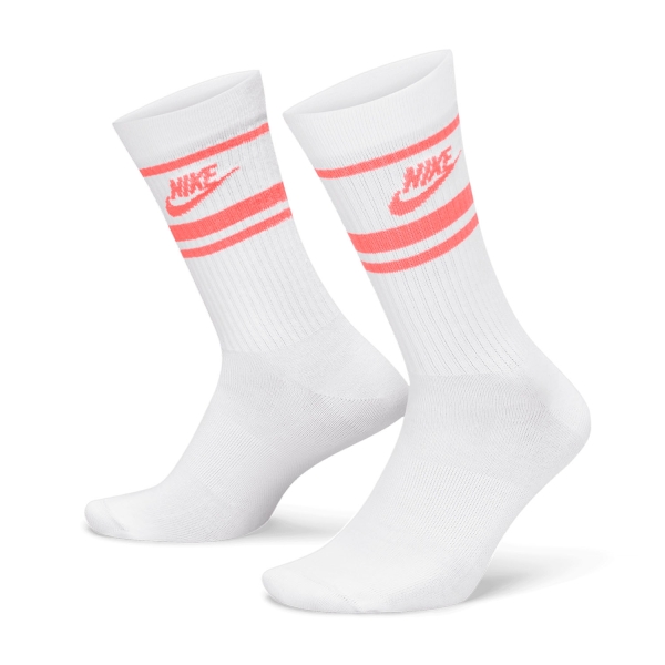 Nike Sportswear Everyday Essential x 3 Calze - White/Hot Punch