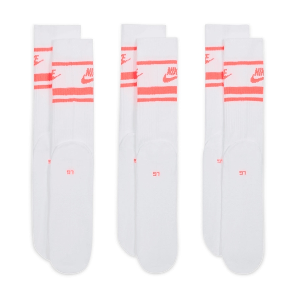 Nike Sportswear Everyday Essential x 3 Calze - White/Hot Punch