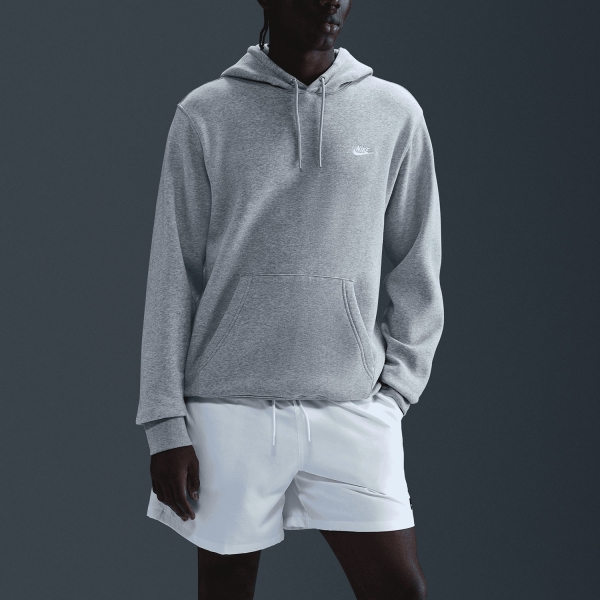 Men's Tennis Shirts and Hoodies Nike Club Hoodie  Dark Grey Heather/Light Smoke Grey/White FN3859063