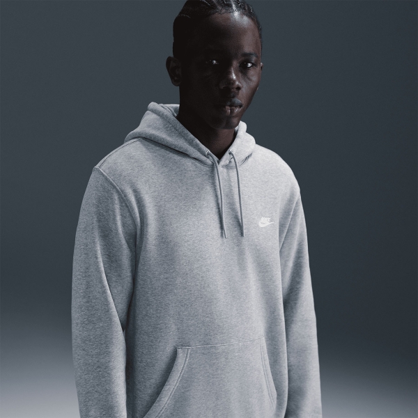 Nike Club Hoodie - Dark Grey Heather/Light Smoke Grey/White