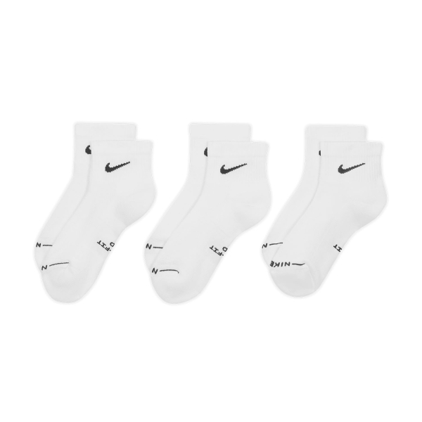 Tennis Socks Nike Everyday Elevated Ankle x 3 Socks  White HQ8030901