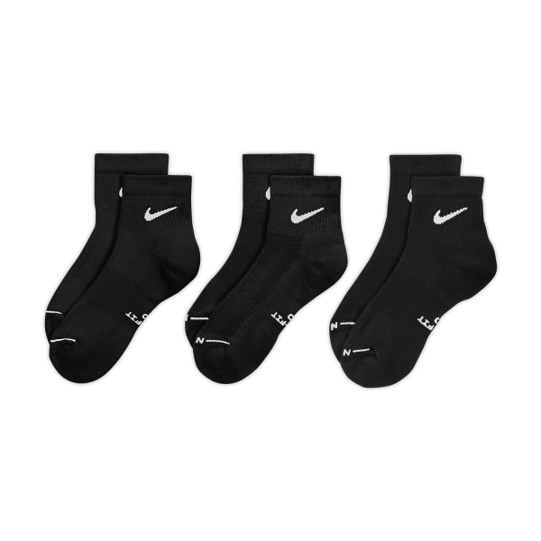 Tennis Socks Nike Everyday Elevated Ankle x 3 Socks  Black HQ8030902