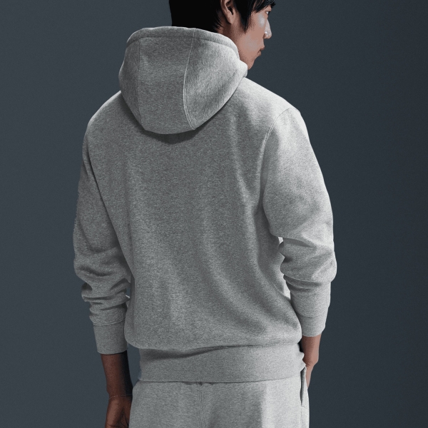 Nike Club Fleece Felpa - Dark Grey Heather/Light Smoke Grey/White
