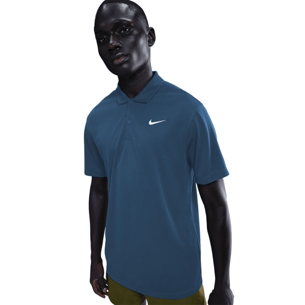 Nike Dri-FIT Solid Logo Polo - Blue Force/White