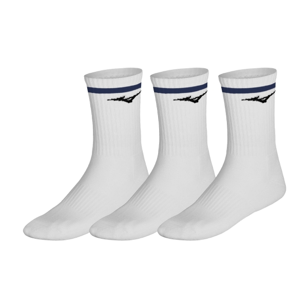 Tennis Socks Mizuno Line x 3 Socks  White/Estate Blue 32GXCA54Z93