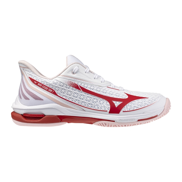 Calzado Tenis Mujer Mizuno Wave Exceed Tour 7 AC  White/Fiery Red/Pinkesque 61GA267162