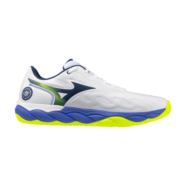 Scarpe Tennis Uomo Mizuno Wave Enforce Court AC  White/Dazzling Blue/Lightning Yellow 61GA243220