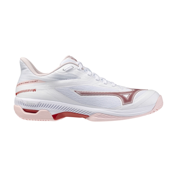 Calzado Tenis Mujer Mizuno Wave Exceed Court AC  White/Pinkesque/Barbados Cherry 61GA251962