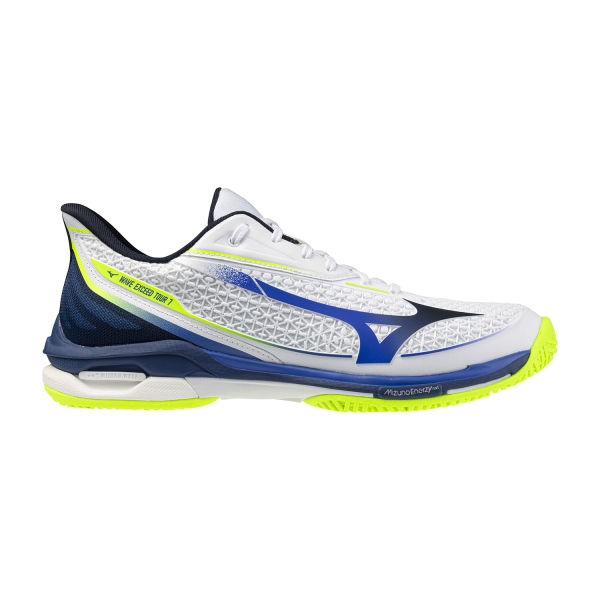 Scarpe Tennis Uomo Mizuno Wave Exceed Tour 7 AC  White/Dazzling Blue/Lightning Yellow 61GA267020