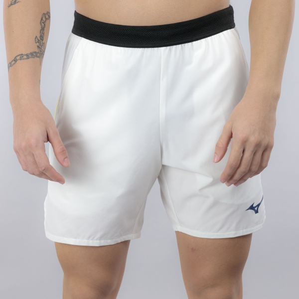 Pantaloncini Tennis Uomo Mizuno Stragazer 7in Pantaloncini  White/Yellow 62GBD00174