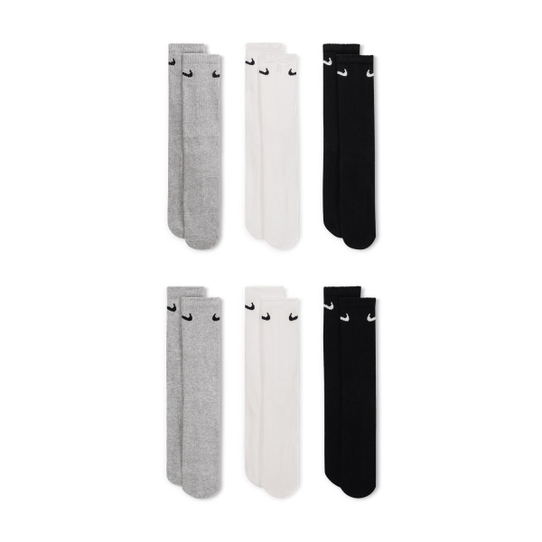Calcetines de Tenis Nike Everyday Cushion Crew x 6 Calcetines  Black/Grey/White SX7666964
